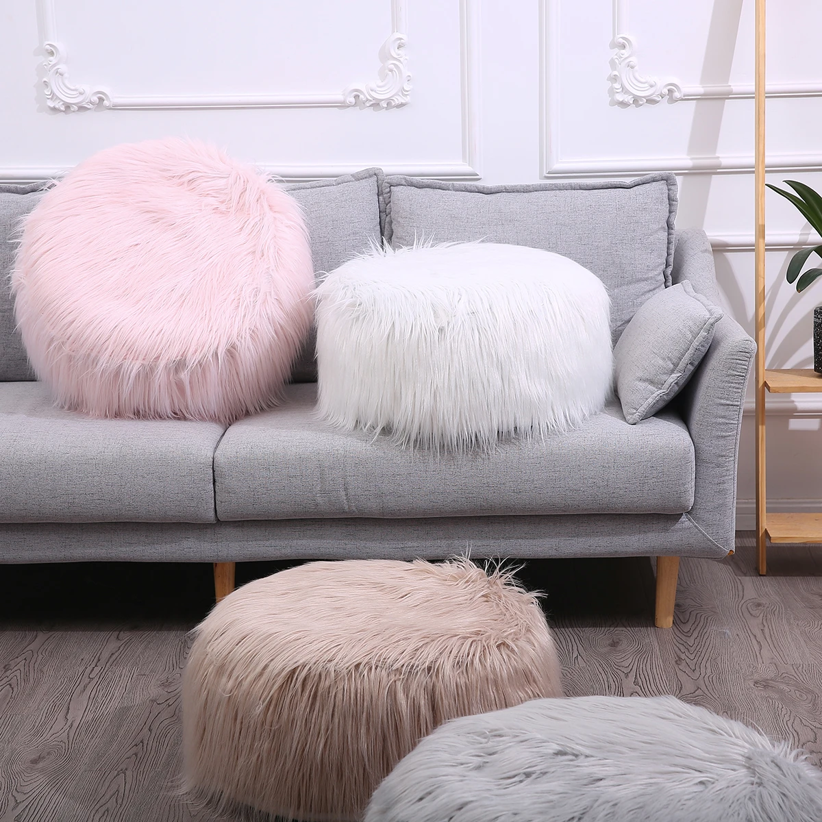 Faux Sheepskin Bean Bag Chair Soft Fur Beanbag Fluffy Small Round