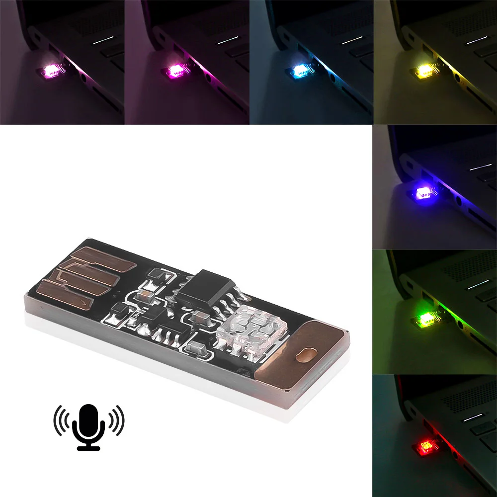 Автомобильный светодиодный атмосферный светильник с USB управление музыкой RGB нее