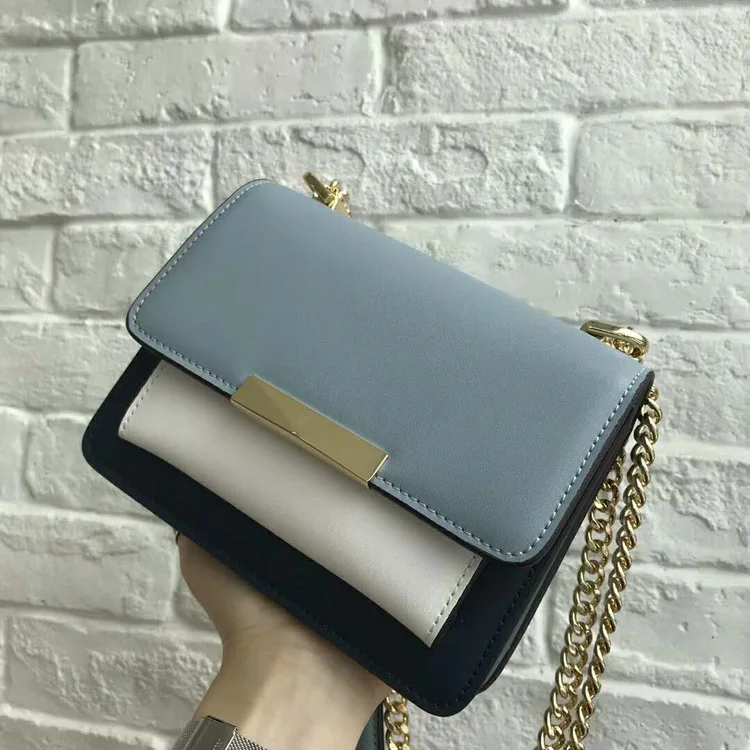 

File Holder Bag Women's 2019 Spring And Summer New Style Postman Chain Crossbody Bag Mixed Colors Hand Genuine Leather WOMEN'S F