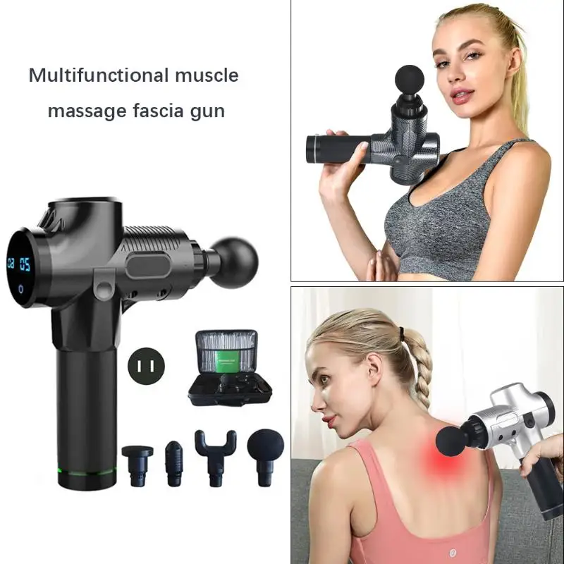 

Electric Muscle Massage Gun LCD Touch Screen Deep Tissue Vibration Massager Body Relax Pain Relief Fitness Massage Machine