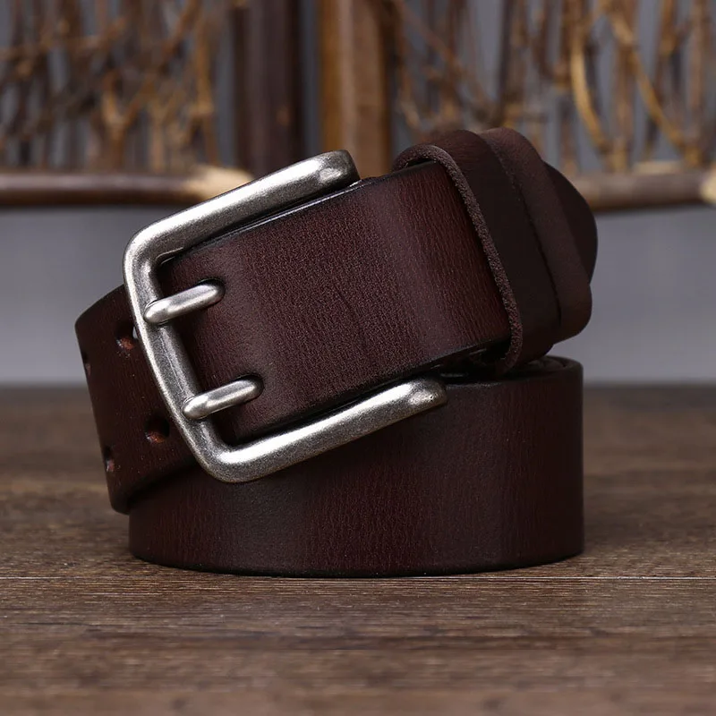 Cinturón de cuero de vaca para hombre, cinturón de trabajo informal de  lujo, de alta resistencia, de aleación de cuero de grano completo, doble  punta, 3,8 CM - AliExpress