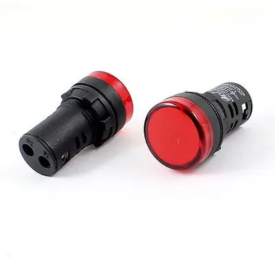 

2Pcs AC110V Red LED Power Indicator Pilot Signal Light Lamp 22mm Panel Mount