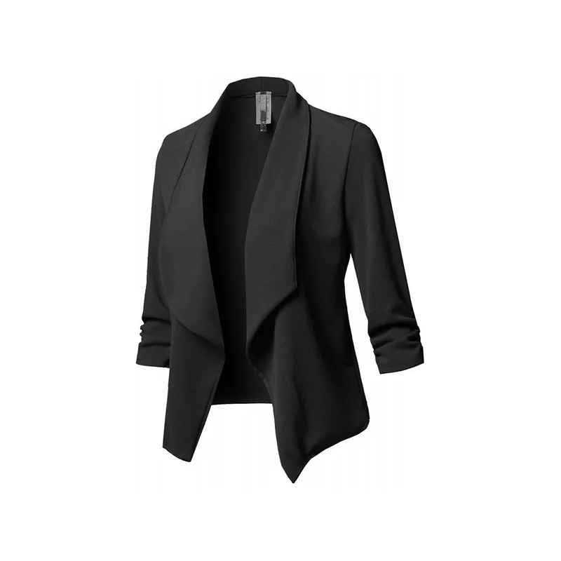 

Plus Size Long Sleeve Women jacket 2019 Autumn Casual Blend Coat Slim chaqueta mujer Pleated Solid Wild Small feminino