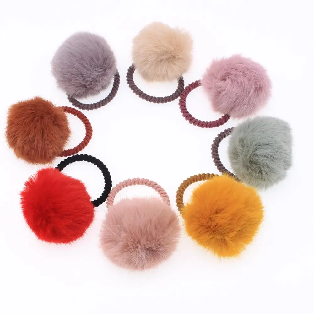 

2Pcs/Set2020 Korean Version Of The New Hair Ball Hair Ring Color Simple And Cute All-Match Head Rope Children's Hair Accessories