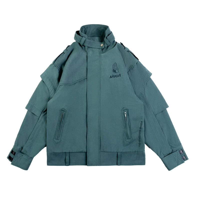 

Wookong 2019 Winter new in men's denim jacket Street Fashion clothes deconstructionism with sense victory armor of modern fit