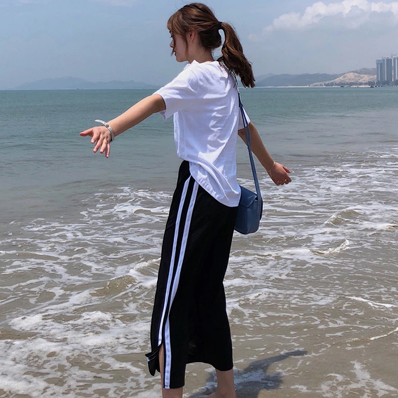 Женская одежда модные новые летние женские брюки с поясом высокая талия широкие