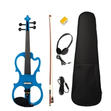 Full Size 4/4 Solid Wood Silent Electric Violin Fiddle Maple Body Ebony Fingerboard Pegs Chin Rest