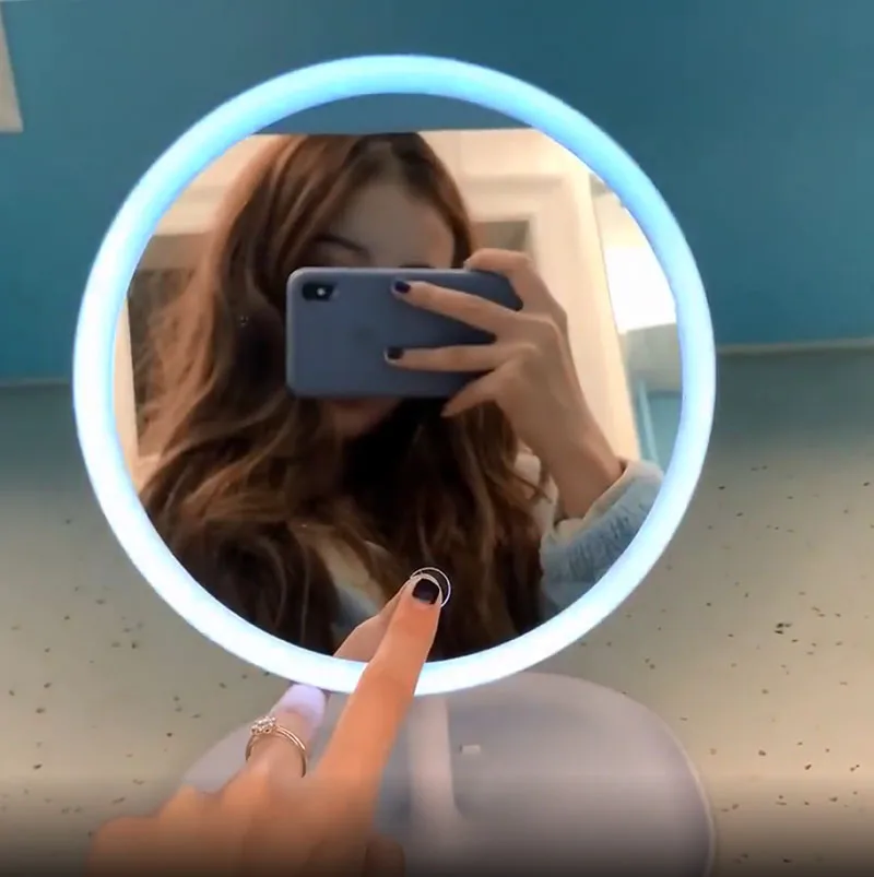 Вращающееся на 360 ° зеркало для макияжа сенсорный трехцветный светильник зеркало для макияжа светодиодный светильник ing Портативная Лупа для макияжа съемное зеркало для макияжа