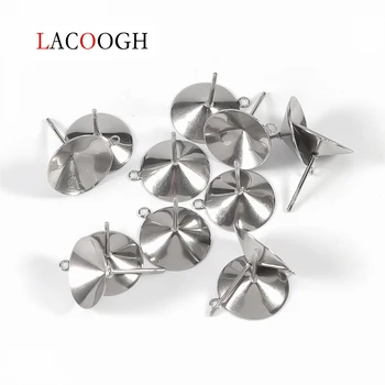 

20pcs Stainless Steel Cup shape Earring Settings Ear Post Pin Findings DIY Ear Jewelry Making Earrings Blank Base Fits Crystal