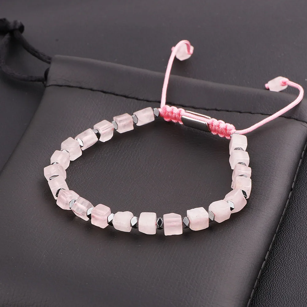 JARAVVI New Cute Design 4mm Cube Shape Natural Stone Beads Macrame Bracelet Women Jewelry Gift - Image 3