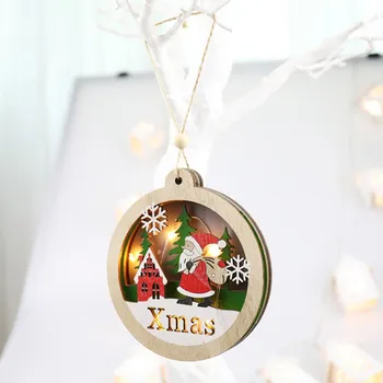 

1pcs Wooden Luminous Christmas Bell Ornaments Hollow Old Man Snowman Ornaments Christmas Tree Ornaments New Arrival HOT