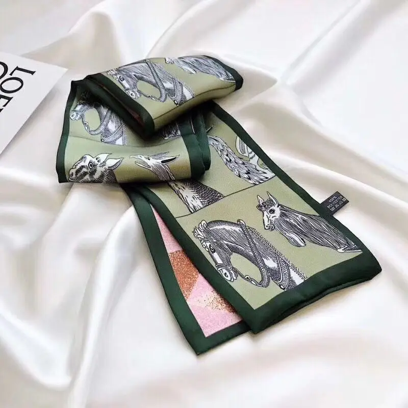 

Long Small Silk Scarves Spring And Summer Autumn Decoration Small Neckerchief Flexible Arm Bag Silk Scarves