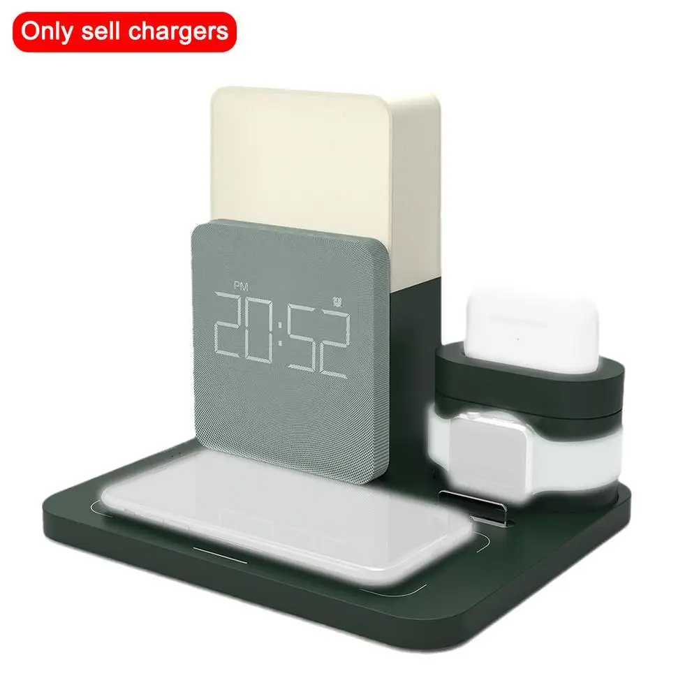 Função de Luz da Noite Carregador sem Fio Carregamento sem Fio Multi Relógio Doca Lâmpada Mesa Tempo Despertador Carregador Rápido Estação qi 14 Luminária de mesa