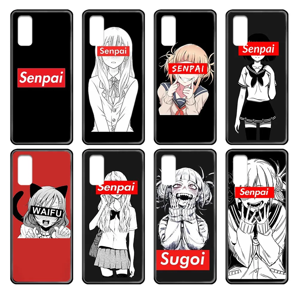 Sugoi Senpai аниме вайфу Чехол черный чехол для телефона Корпус Samsung Galaxy J S 1 2 3 4 5 6 7 8 9 10