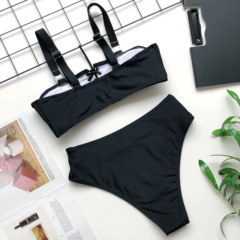 2020 New Sexy High Waist Bikini Swimsuit Women Swimwear Bandeau Push Up Bikini Set Bandage Bathing Suit Beach Wear 2020 New Sexy High Waist Bikini Swimsuit Women Swimwear Bandeau Push Up Bikini Set Bandage Bathing Suit Beach Wear