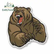 EARLFAMILY 13cm x 13cm Angry Brown Cartoon Bear Funny Car Stickers Vinyl JDM Waterproof Accessories Bumper Trunk Truck Graphics