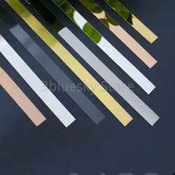 Ligne de moulage auto adhésive personnalisée en acier inoxydable, pour mur, plafond, Joint de Joint autocollant, barre de garniture, miroir, or mat, argent, noir, 0.4 