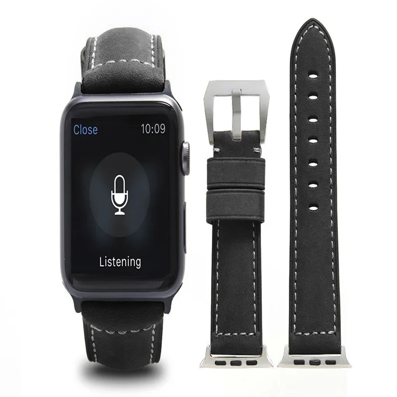 Ремешок из натуральной кожи для Apple Watch 4 5 спортивный браслет iwatch Series 3/2/1 размер