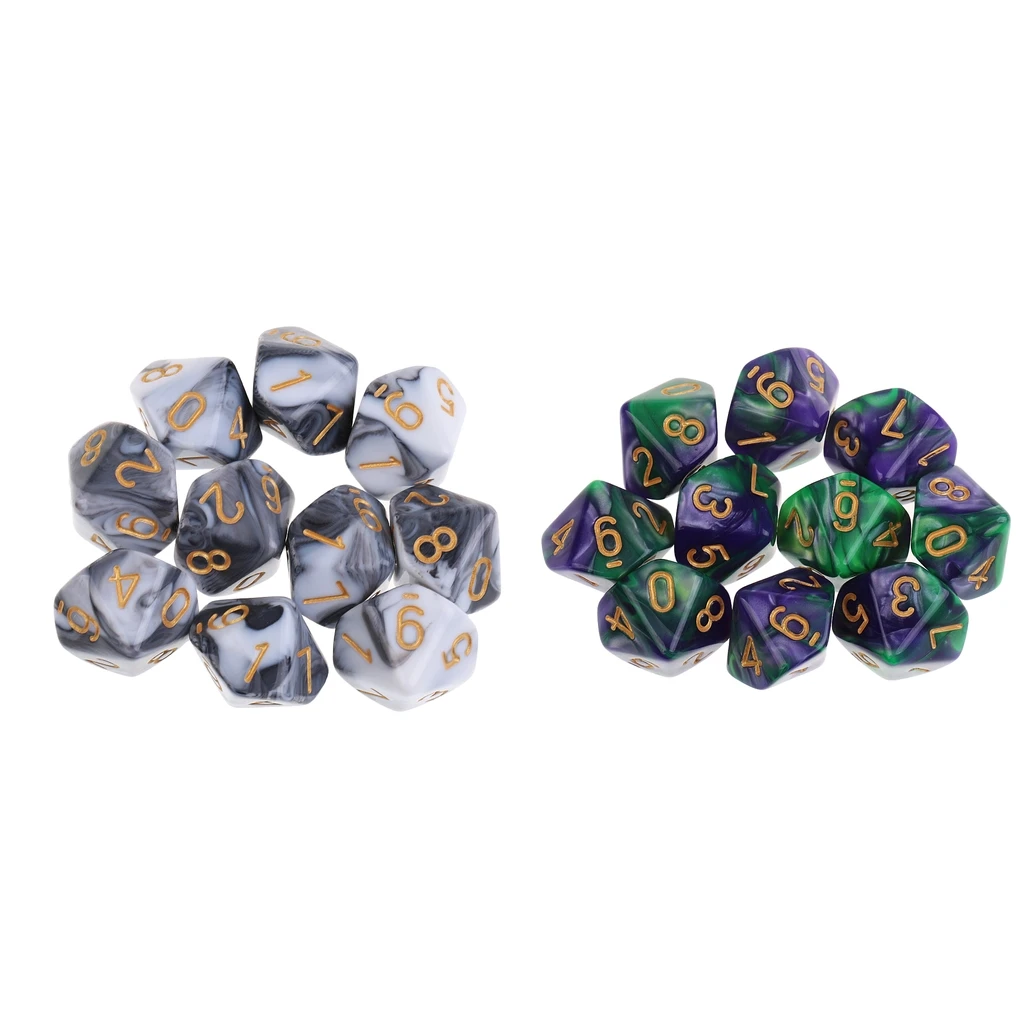 20PCS D10 Polyhedral Game Dice Pack for RPG Dungeons and Dragons Party Games