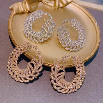 

HIBRIDE Micro Pave Stud Earring for Women White CZ Stone Classic Accessories Fashion Jewelry Bridal Wedding Christmas Gift E-820