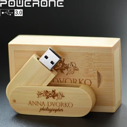 POWERONE – clé Usb 3.0 créative avec Logo personnalisé, boîte en bois, support à mémoire de 4GB 16GB 32GB 64GB 128GB, cadeau, vente en gros 