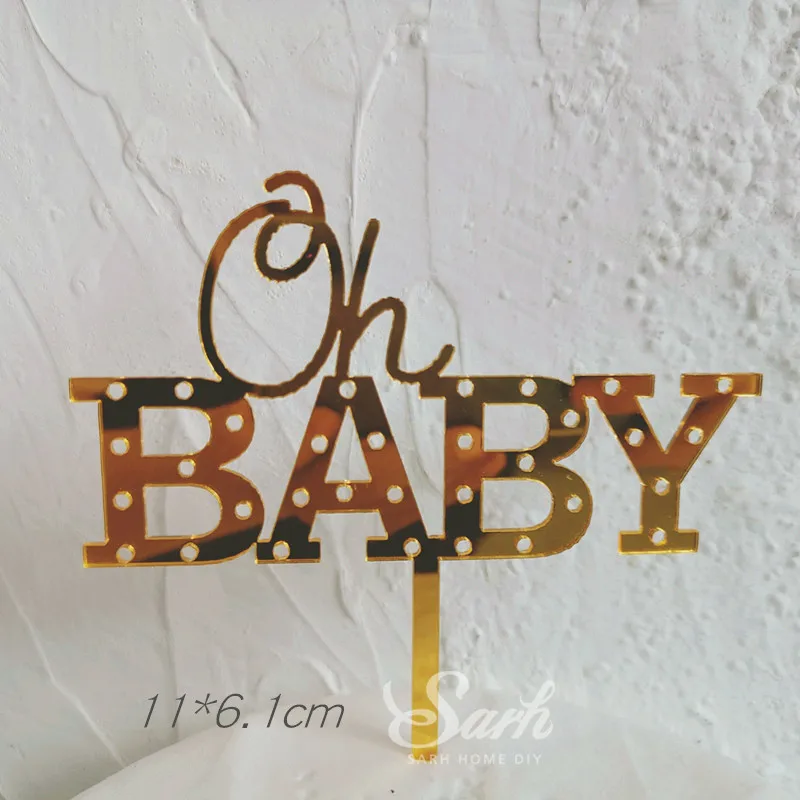 Цвет: розовый, золотистый; акриловая «One» "с надписью Oh Baby" Топпер для торта «С Днем Рождения» Свадебные вечерние украшения десерт для выпечки, очаровательные Подарки для женщин - Цвет: 2pcs