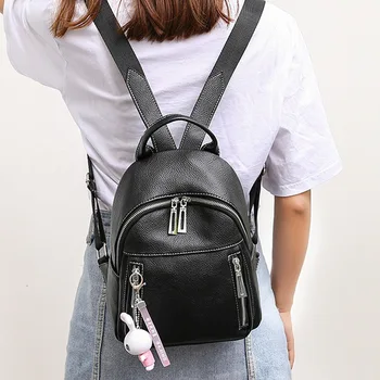 

Women Backpack Leather Small Fashion Back Pack Female Soft Pu Waterproof Backbag Black Simple Casual 2020 Women's Bags