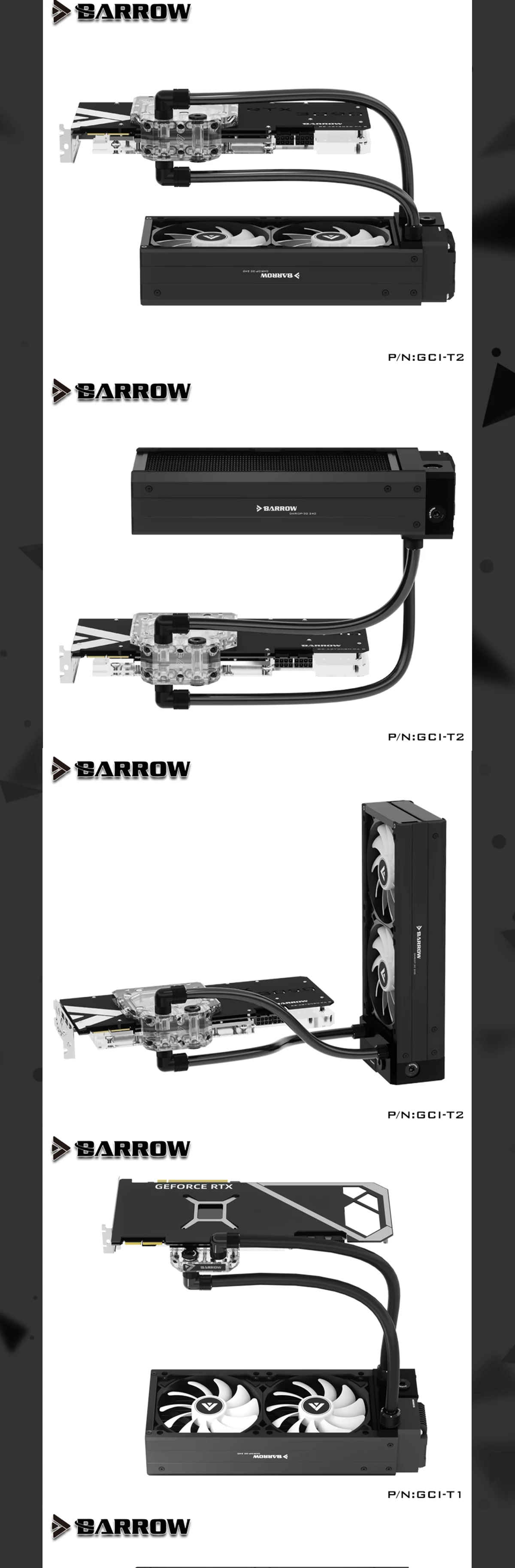 Barrowch Modular CPU/GPU Block Cooling Loop Kit , 240/360mm Pump-Radiator Combo+Fan+CPU/GPU Block GCI-T1 GCI-T2 GCIE-T1 GCIE-T2 CPI-T CPIE-T  