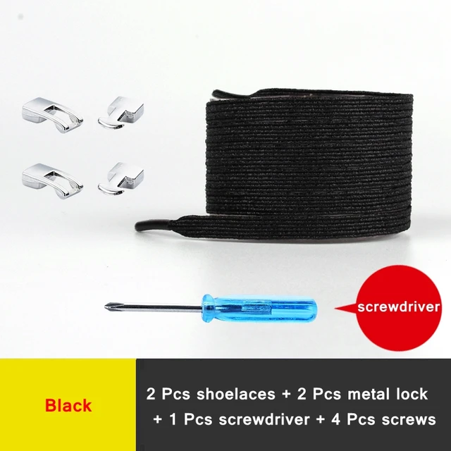 New Elastic Shoe Laces Fashion Metal Cross lock No Tie Shoelaces Suitable for all kinds of shoes child Adult flat Lazy Lace Black