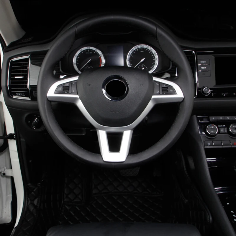 Fit-For-Skoda-Kodiaq-2017-2018-ABS-Matte-Car-Steering-wheel-Button-frame-Cover-Trim-car (2)