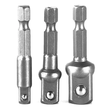

3pcs Impact Drill Socket Adapter Nut Driver Power Extension Bar Set 1/2 1/4 3/8 Hex To Square