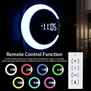 

3D LED Wall Clock Digital Table Clock Alarm Mirror Hollow Wall Clock Modern Design Nightlight For Home Living Room Decorations