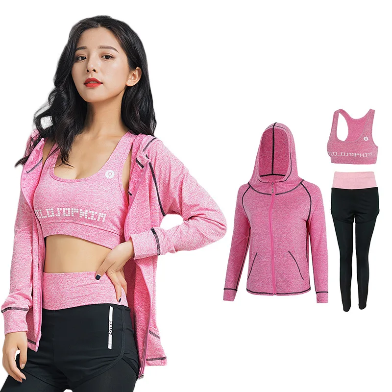 

Supply Sports Fitness Body-hugging Yoga Clothes Three-piece Set Sweat Absorbing Tight Sports WOMEN'S Suit Manufacturers Low Pric