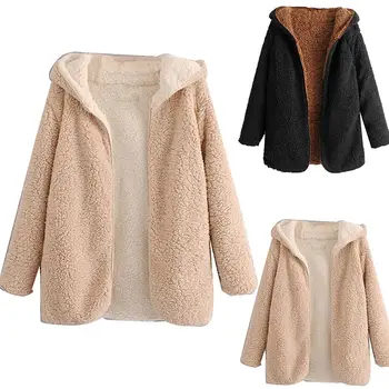 

11.11 Fashion Wear On Both Sides Solid Color Winter jacket Women Thicken Warm Soft Hooded Casual Women Jacket simple design