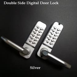 Serrure de porte numérique mécanique à longue poignée, sans clé, clavier à mot de passe, pour jardin, cour, porte en bois, bouton poussoir 