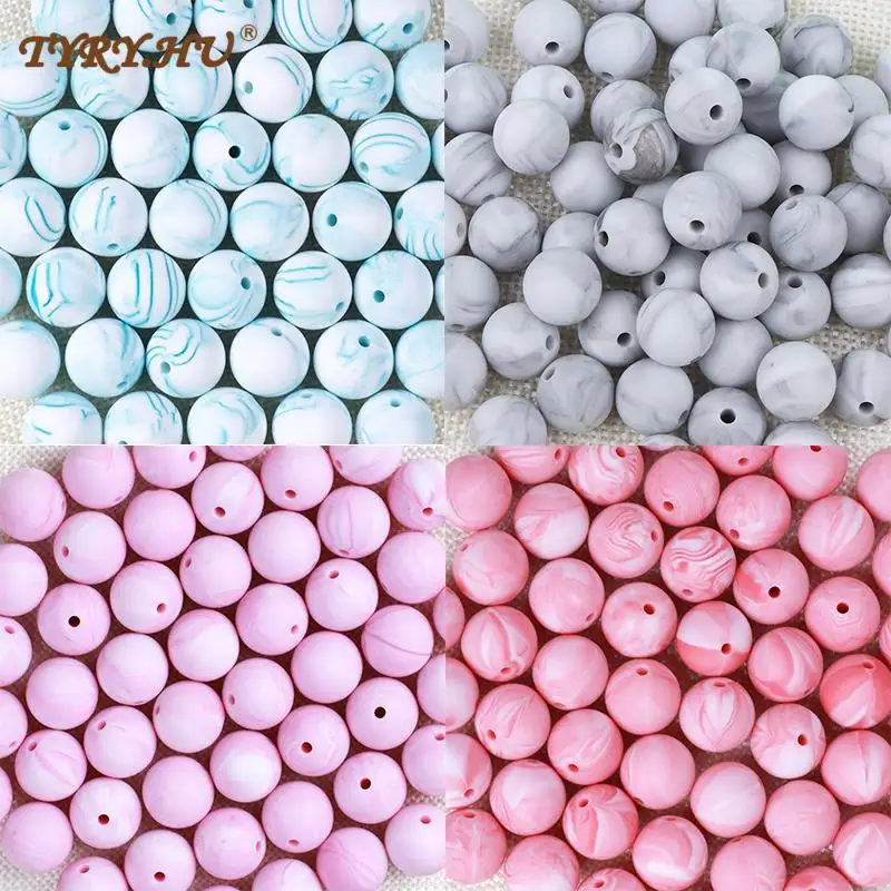 TYRY.HU 10pcs Silicone Beads 9/12/15mm Marble Baby Teething Beads DIY Craft Jewelry Necklace Pacifier Chain Bracelet BPA Free teething toys silicone teething toys baby teething toys silicone beads silicone teether silicone teething beads