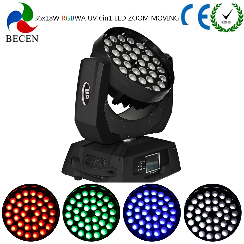 Светодиодный сценический светильник s 36x18W Zoom движущаяся головка 6in1DMX сенсорный