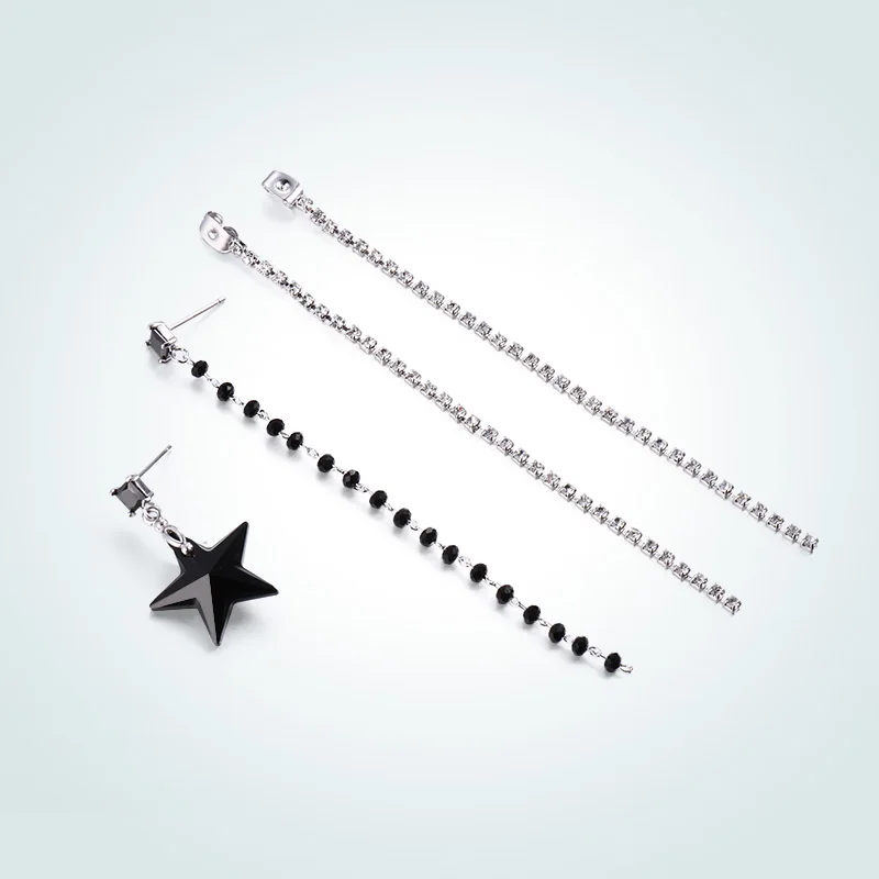Warme Farben серьги с кристаллами Swarovski женские корейский стиль ассиметричные черная