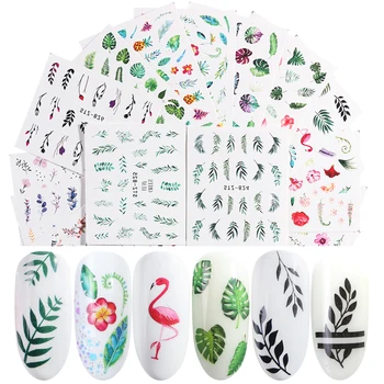 

Leaf Flower Nail Stickers Set Water Decals Sliders For Nails Gel Manicure Summer Nail Art Decorations Stickers LASTZ808-855-1
