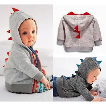 

Baby Boys Dinosaur Hooded Clothes Long Sleeve Hoodie Tops Jacket Coat 1~3Y Baby Cloth for Autumn
