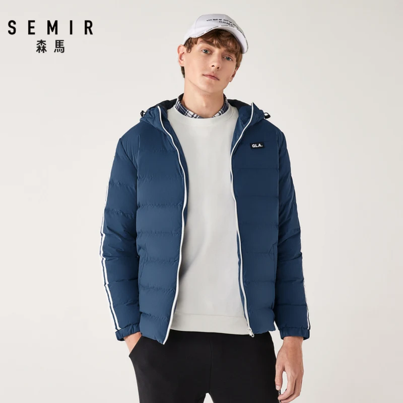 SEMIR пуховик мужской короткий Повседневный Модный Дикий зимний теплый тренд красивый жакет одежда с капюшоном для взрослых пуховик