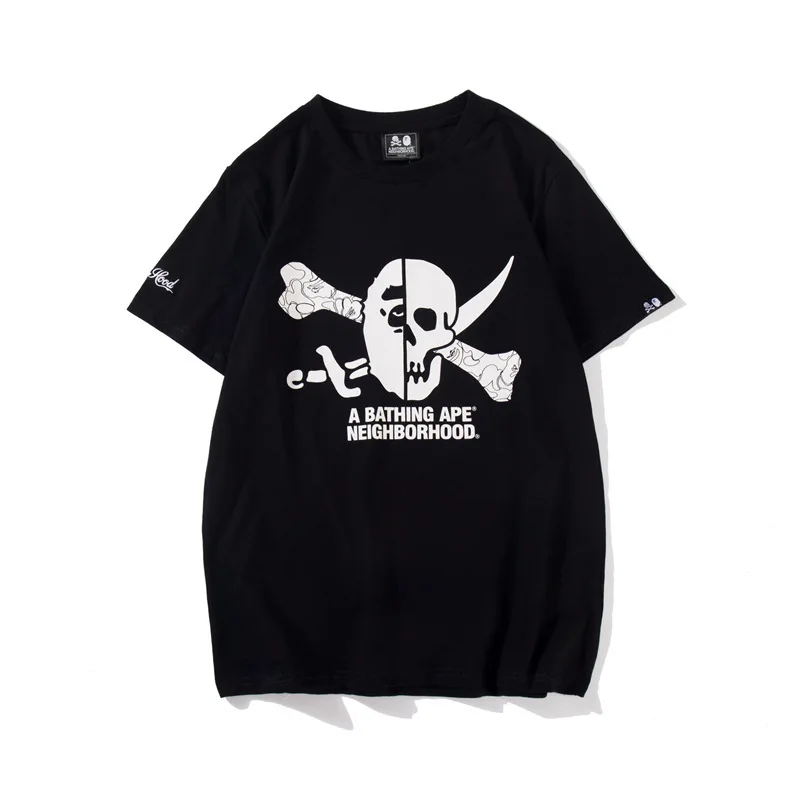 

Japanese-style Popular Brand 19 New Style Ape Head Popular Brand X Neighborhood Joint-Skull Pirate T-shirt