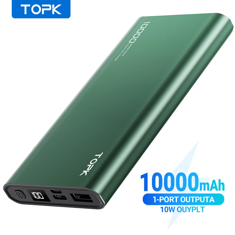 portable charger TOPK I1006P Power Bank 10000mAh Portable Charger LED External Battery PowerBank PD Two-way Fast Charging PoverBank for Xiaomi mi best power bank for mobile Power Bank