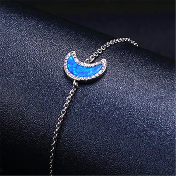 

New Silver Bracelet Temperament Women's Wild Moon True Opal Bracelet Chain