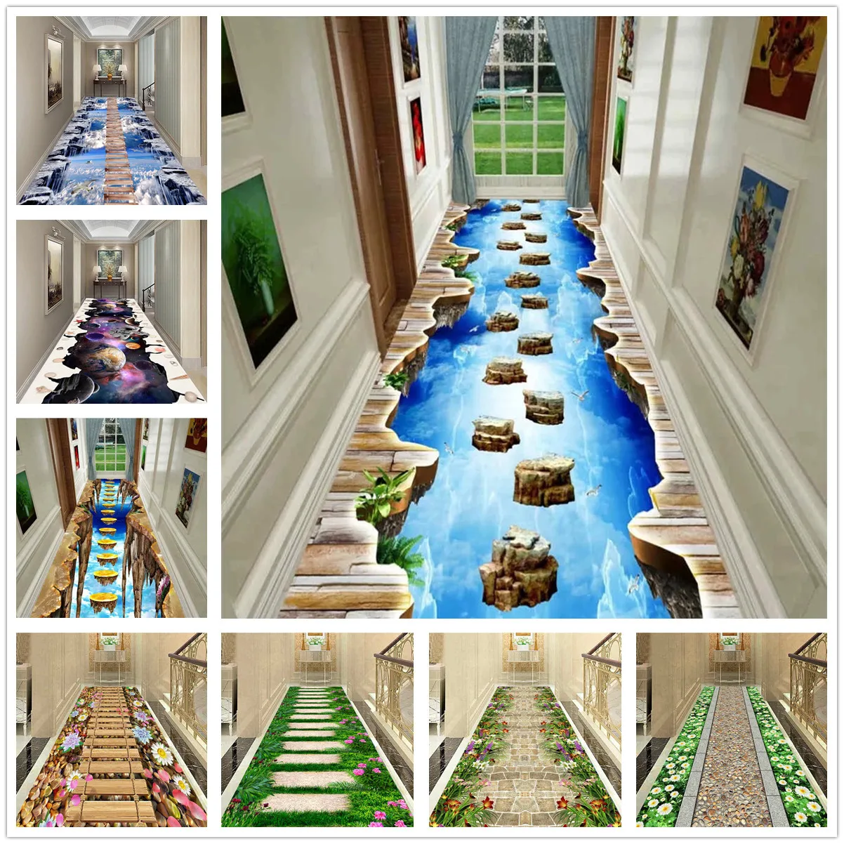 3D Adventure Drawbridge Corridor Hallway Carpet Pastoral Living Room Area Rug Crystal Velvet Kitchen Bedroom Rugs Kids Play Mat