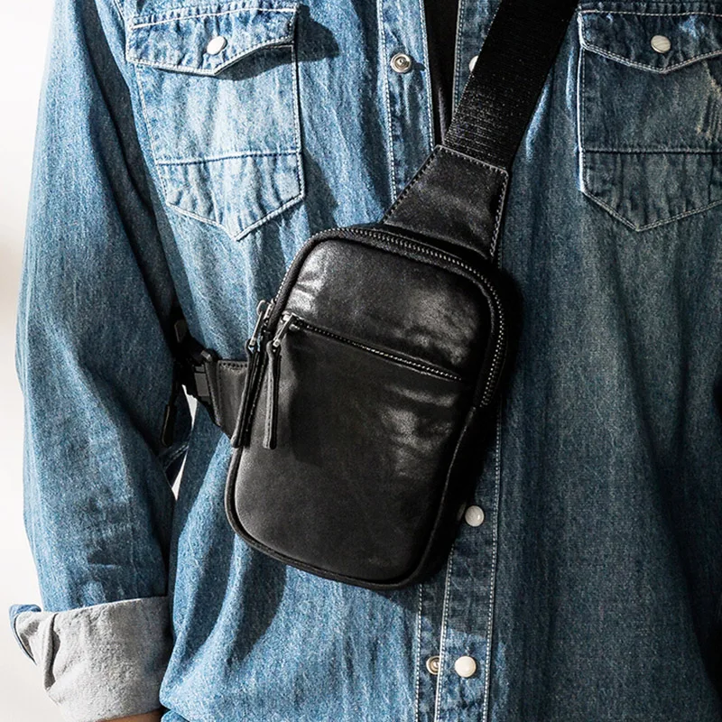 

Кожаная Модная брендовая нагрудная сумка, мужской верхний слой из воловьей кожи, простая сумка-мессенджер, модная шапка для отдыха на открытом воздухе спортивные Мобильный телефон сумка