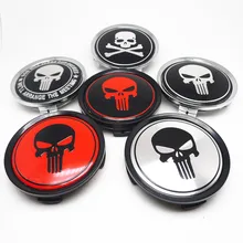 4pcs 74mm 70mm For Punisher Skull Car Wheel Center Hub Cap covers Emblem Badge Auto Styling