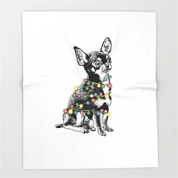 

Chihuahua Dog with Colorful Festoon Throw Blanket Warm Microfiber