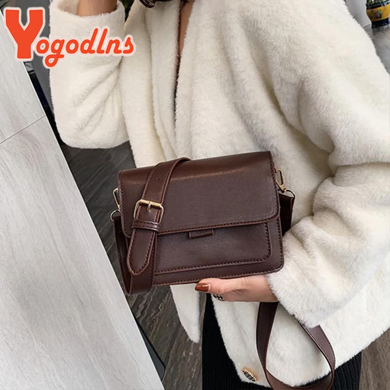 Comprar Yogodlns-Bolso de mano elegante para mujer, bandolera de piel  sintética, bandolera con solapa, bolso cuadrado pequeño