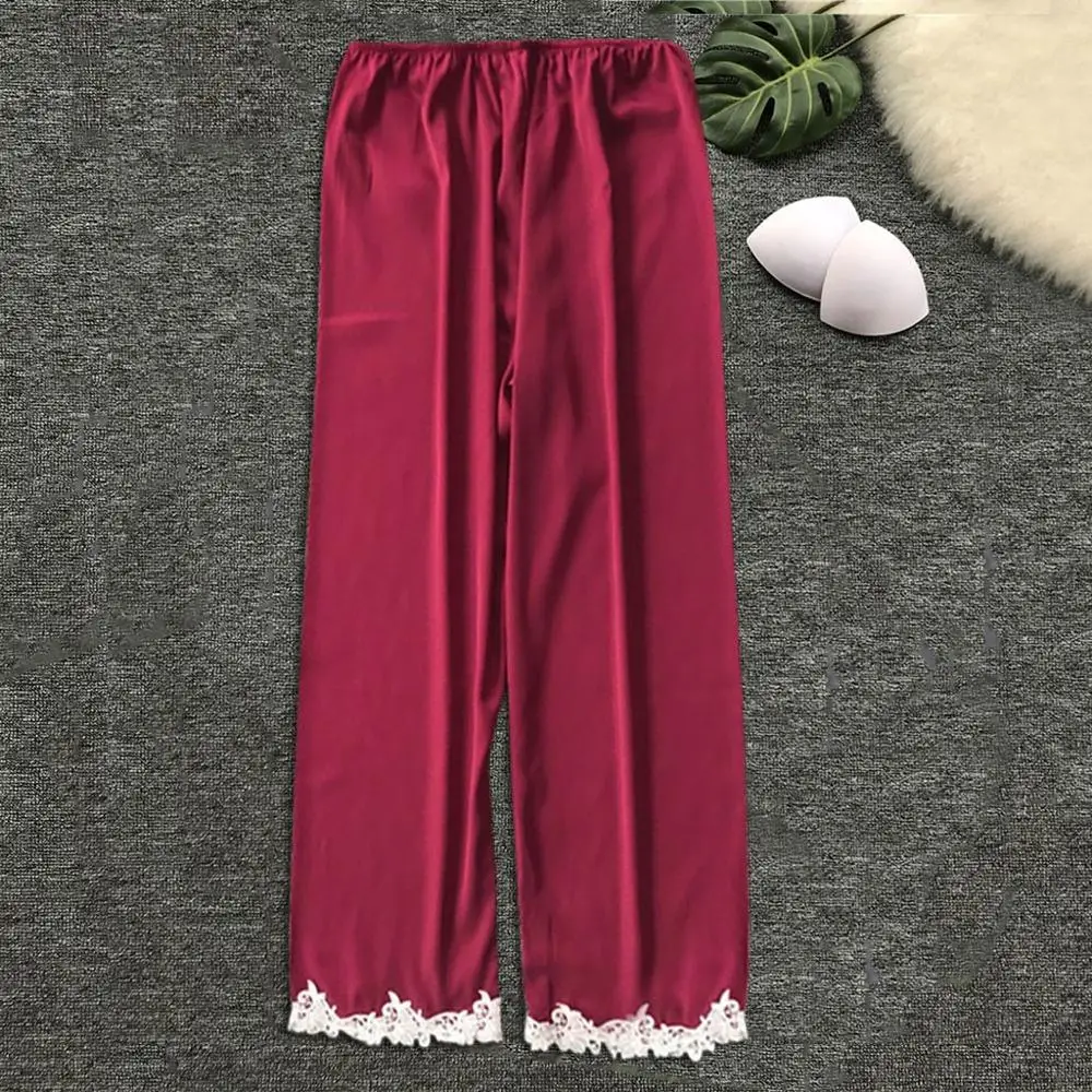 Ladies Sleeping Pants Silk Satin Nightwear Sleep Lounge Sexy Sleep Bottoms Trousers Soft Pants Women Satin Sleep Bottoms 2020